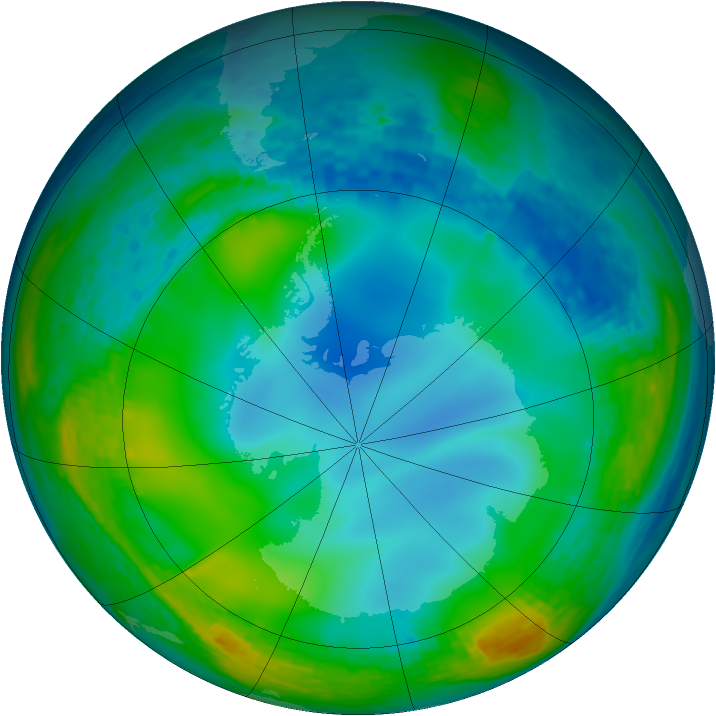 Antarctic ozone map for 17 June 1990